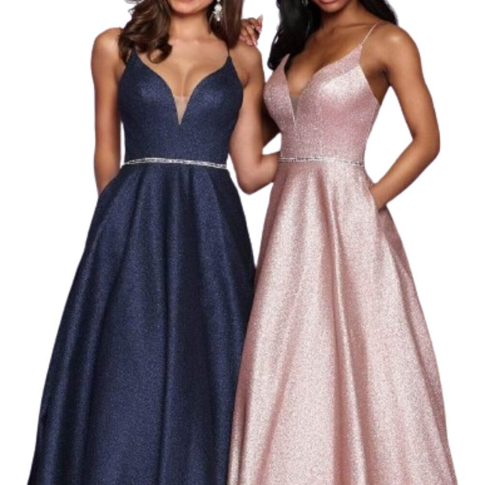 SALE NWT Sparkle 72030 Glitter Mikado Prom Dress Midnight Size 12 and 18